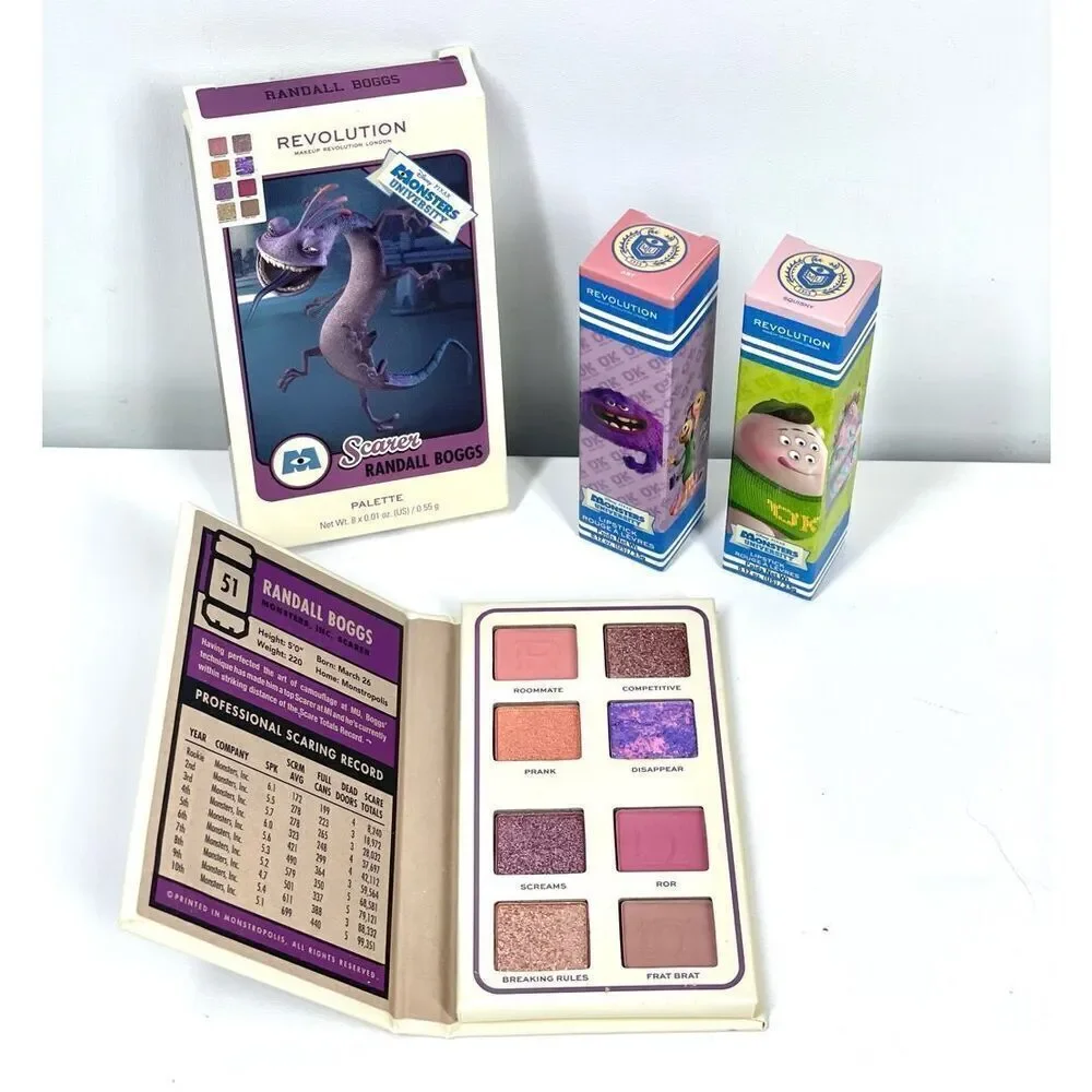 Revolution Monsters Inc Randall Boggs Eyeshadow Palette Art & Squishy Lipstick
